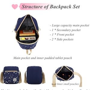 Backpack 🎒 it has a lot of space, white and black colors, can use for school.